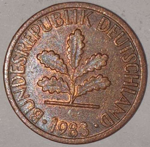 1983 G - 1 PFENNIG - ONE PFENNIG - GERMANY - FEDERAL REPUBLIC - (Copper Plated Steel)